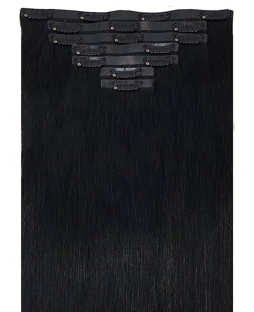 Jet Black - Seamless Clip-In Hair Extensions